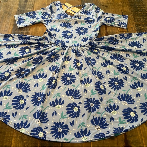 Dot Dot Smile size 8/10 girls blue floral Ballerina twirl dress new - Picture 1 of 5